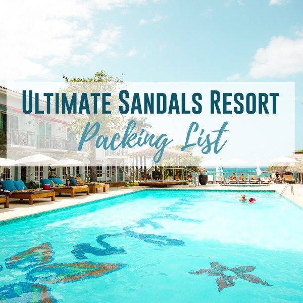 an outdoor swimming pool surrounded by lounge chairs and umbrellas with the words ultimate sands resort packing list