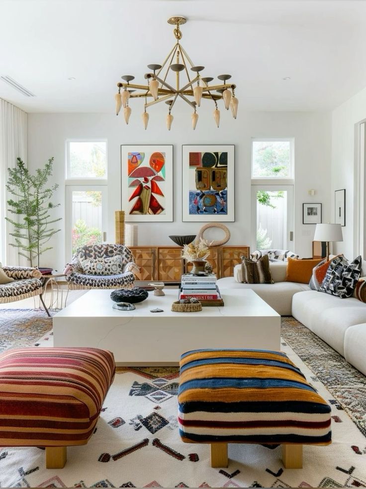 a living room filled with lots of furniture and decor