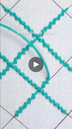 the video is showing how to crochet stitches on an embroidered work piece with green thread