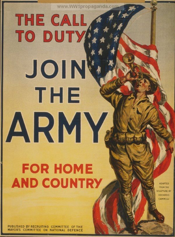 an old poster advertises join the army for home and country