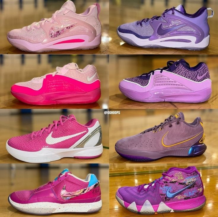 the nike basketball shoes are all different colors