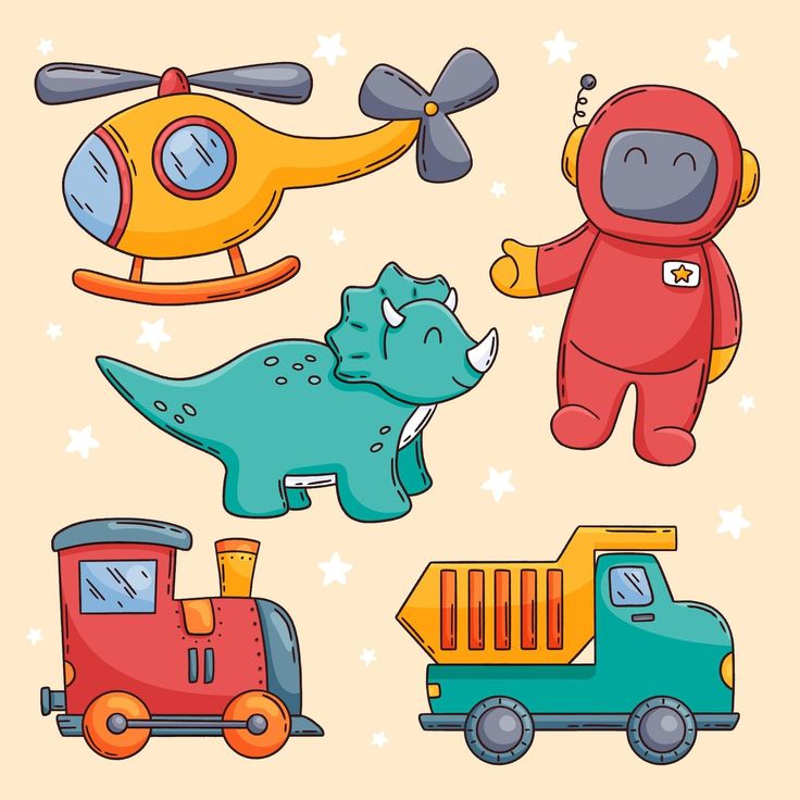 an image of children's toys in the shape of animals and planes on a beige background