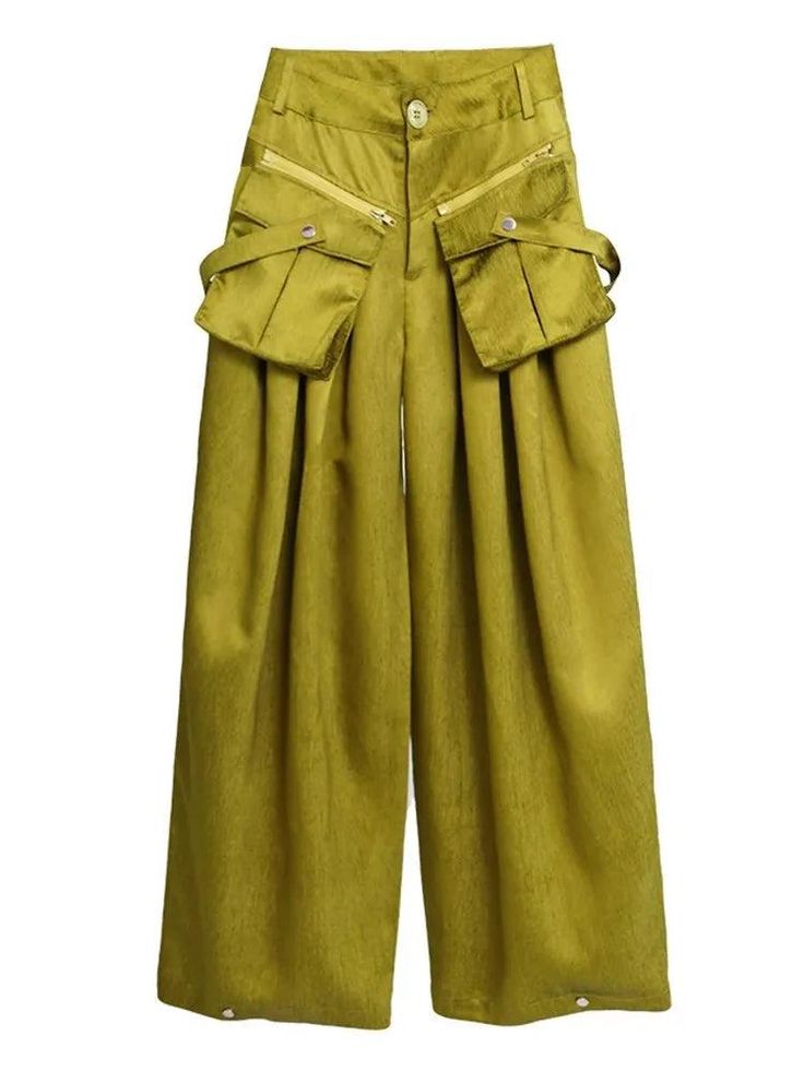 Style: Streetwear Waist Type: High Decoration: Pockets Elasticity: Slight Stretch Pant Style: Wide Leg Pants Material: Cotton and Polyester Fit Type: Loose Length: Full Length Closure Type: Zipper Fly Color: Olive Green Size Chart (in) Size Waist Hip Pants Pant Length S 25.98 46.46 27.17 44.49 M 27.56 48.03 27.95 44.88 L 29.13 49.61 28.74 45.28 XL 30.71 51.18 29.53 45.67 Size Chart (cm) Size Waist Hip Pants Pant Length S 66 118 69 113 M 70 122 71 114 L 74 126 73 115 XL 78 130 75 116