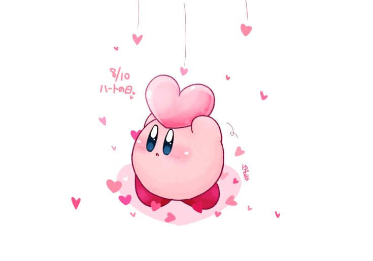 a pink heart shaped object with hearts hanging from it's sides and the words love is