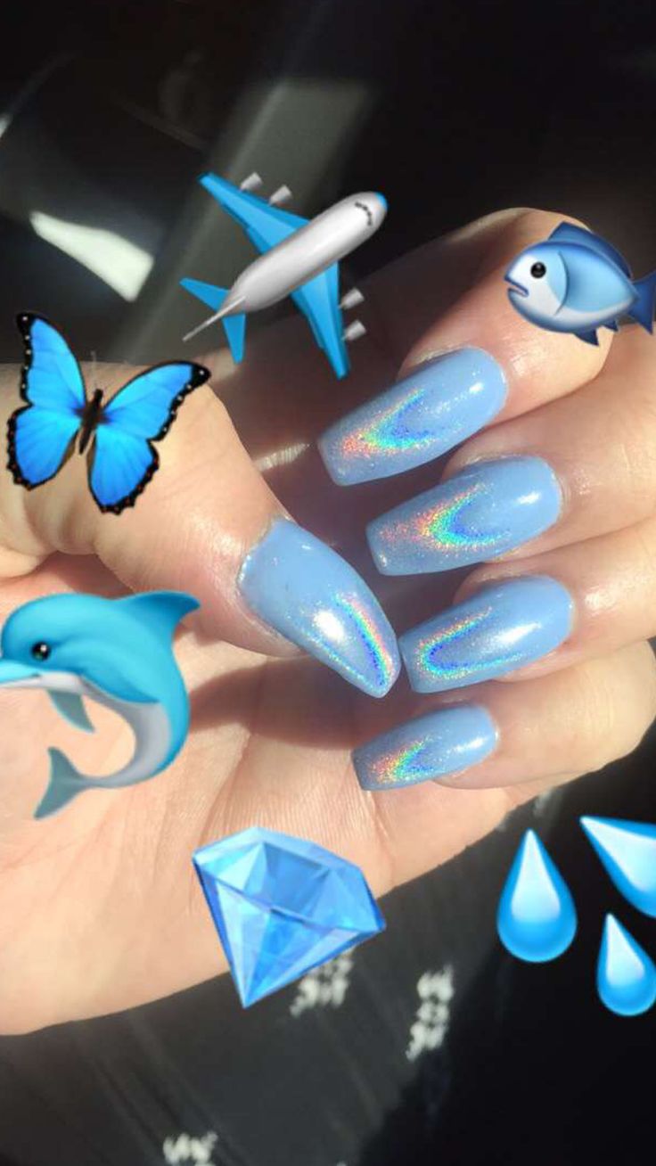 Nail Polish For Wedding, Baby Blue Nails, Blue Nail Polish, Blue Nail, Holographic Nails, Prom Nails, Cool Nail Designs, Nail Decorations, Nails On Fleek