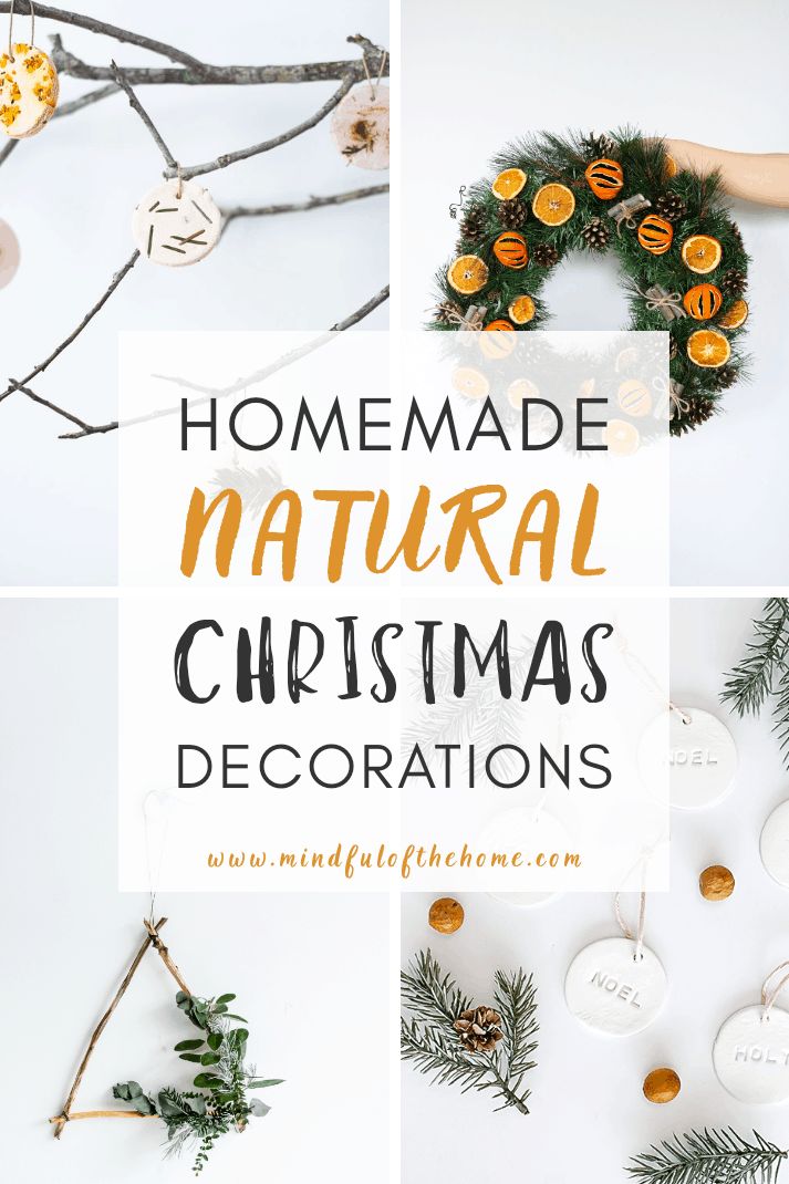 homemade natural christmas decorations with text overlay