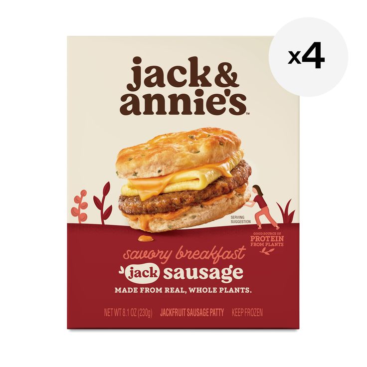 a package of jack and annie's breakfast sausage made from real whole plant meats