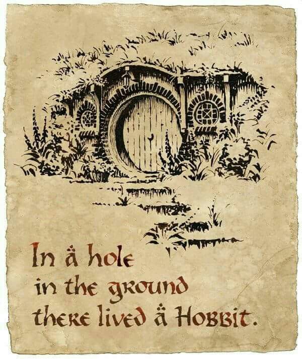 an old paper with the words in a hole in the ground there lived a hobbit