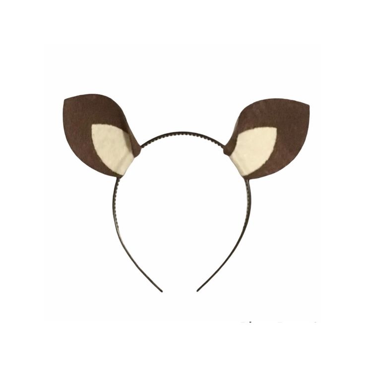 a brown and white cat ears headband