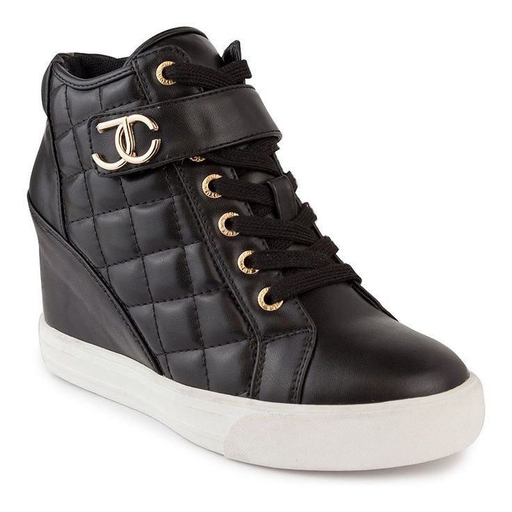 Shoes Wedges Sneakers, Womens Wedge Sneakers, Wedge High Tops, Sporty Wear, Heel Sneakers, Black Wedge Sneakers, Juicy Couture Shoes, Athleisure Sneakers, Top Sneakers Women