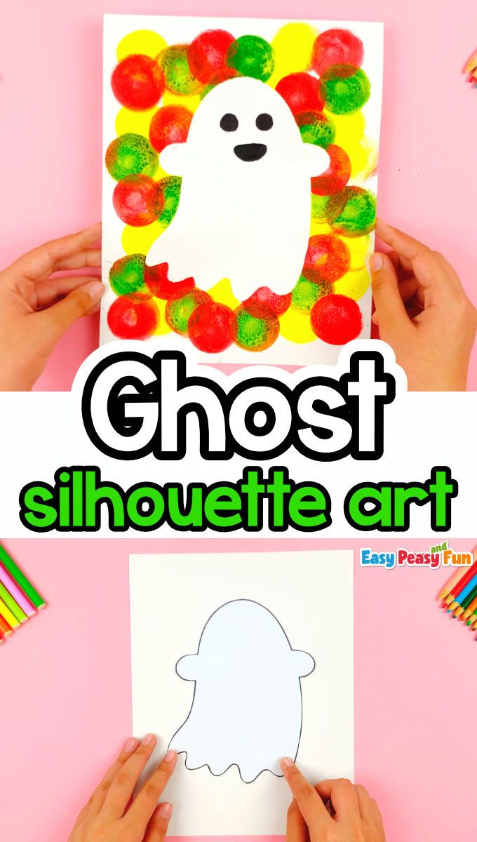 someone is making a ghost silhouette art project with gummy bears and colored crayons