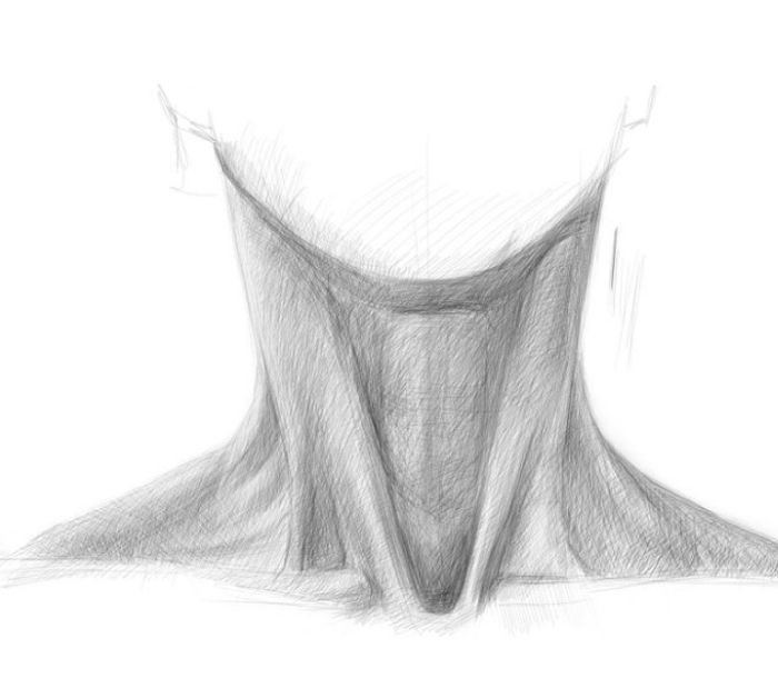 the back view of a person's head in pencil