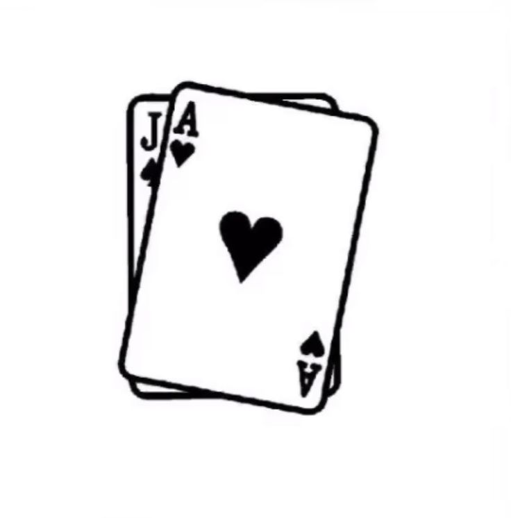 two playing cards with hearts on them and the words jack's in black ink