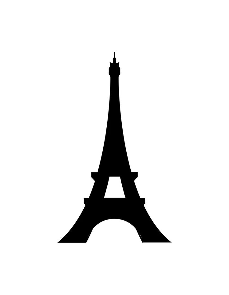 the eiffel tower silhouetted against a white background