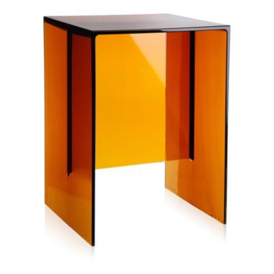 an orange glass side table on a white background with no one in it or the rest of the table