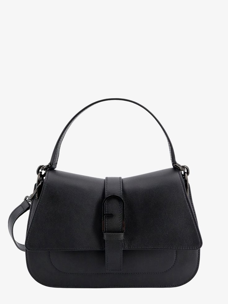 Find FURLA Flow on Editorialist. Leather shoulder bag with frontal Arco logo Black Shoulder Bag, Embossed Logo, Snap Button, Top Handle, Leather Shoulder Bag, Calf Leather, Bags Handbags, Top Handle Bag, Shoulder Strap