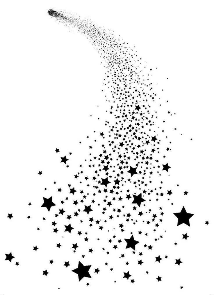 a black and white image of stars falling from the sky