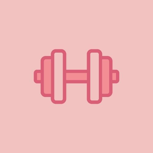 two dumbbells on a pink background