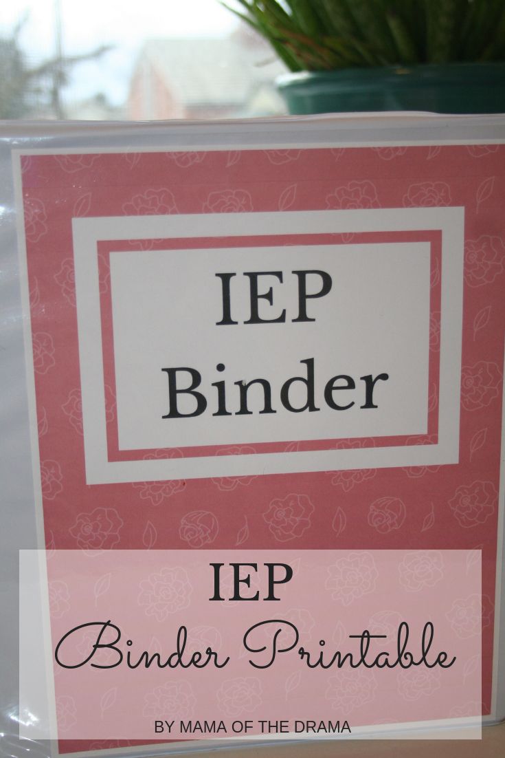 a pink binder with the text iep binder printable by mama of the drama