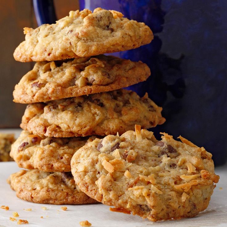 a stack of cookies sitting on top of a table