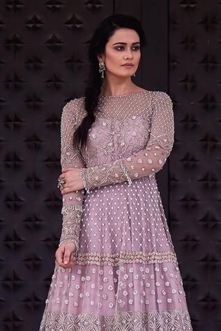 Shop for Irrau by Samir Mantri Beige Net Silk Embroidered Gown for Women Online at Aza Fashions Tassel Sleeves, Embroidered Motifs, Gown For Women, Gowns Online, Embroidered Silk, Aza Fashion, Three Quarter, Sequin, Long Sleeve Dress