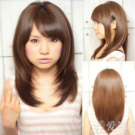 Japanese Oblique Bangs, Popular Japanese Hairstyles, Neat Hairstyles, Round Face Hairstyles, Round Haircut, Japanese Haircut, Japanese Hairstyles, Face Hairstyles, Chubby Face Haircuts