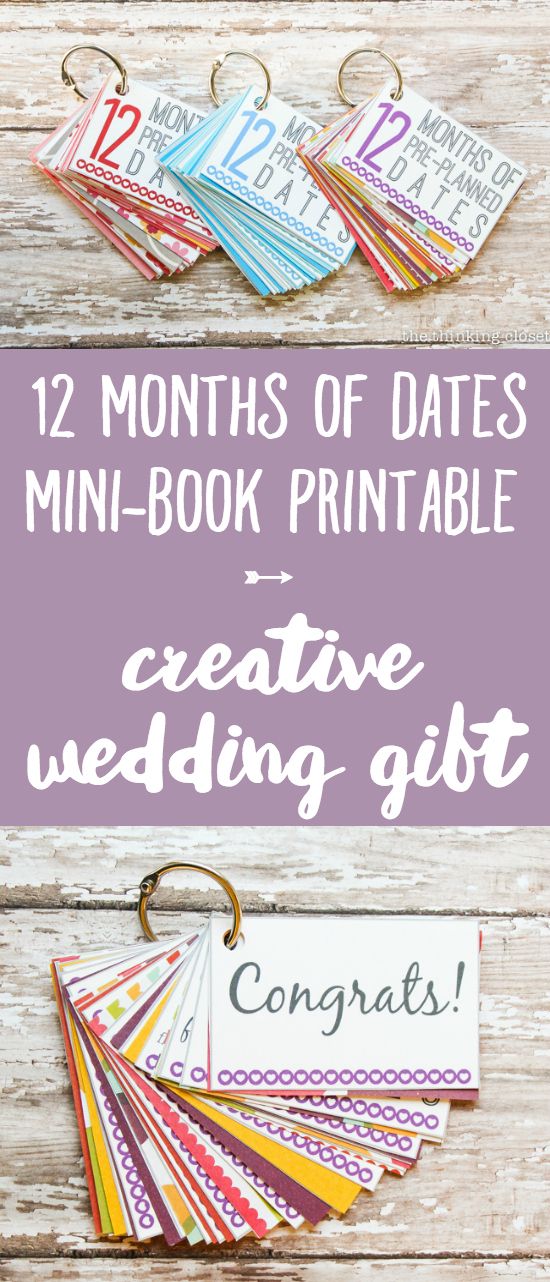 the 12 months of dates mini - book printable creative wedding gift for brides