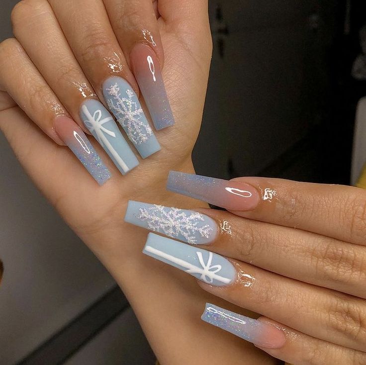 Blue Acrylic Nails, Winter Nails Acrylic, Long Acrylic Nails Coffin, Christmas Nails Acrylic, Winter Nail Designs, Acrylic Nails Coffin Short, Winter Nail, Xmas Nails, Square Acrylic Nails