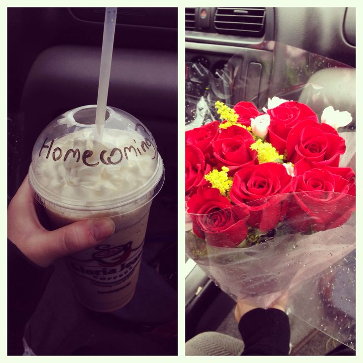 two pictures one with flowers and the other has a cup of coffee that says welcome