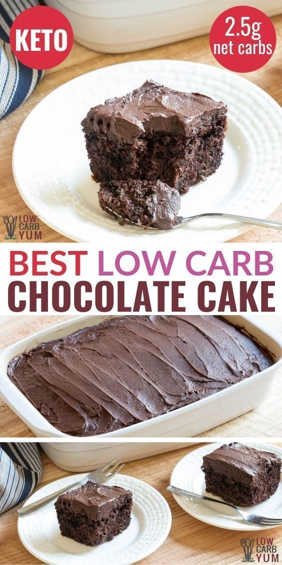 the best low carb chocolate cake recipe is in two separate photos and has been cut into