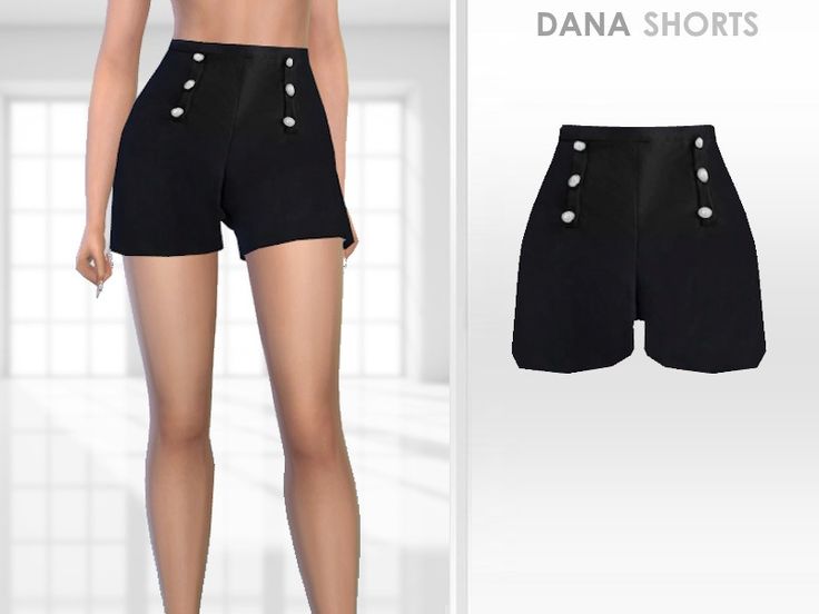 the shorts are black with white buttons on them and there is no image to describe