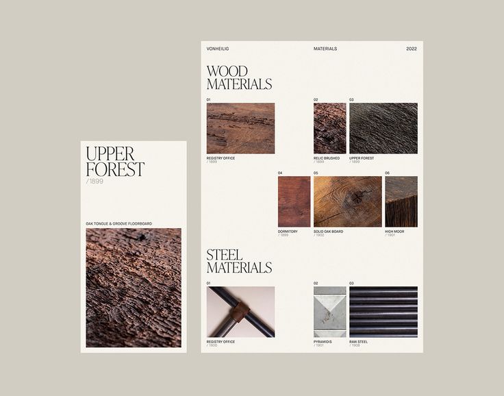 brochure design for wood and metal materials