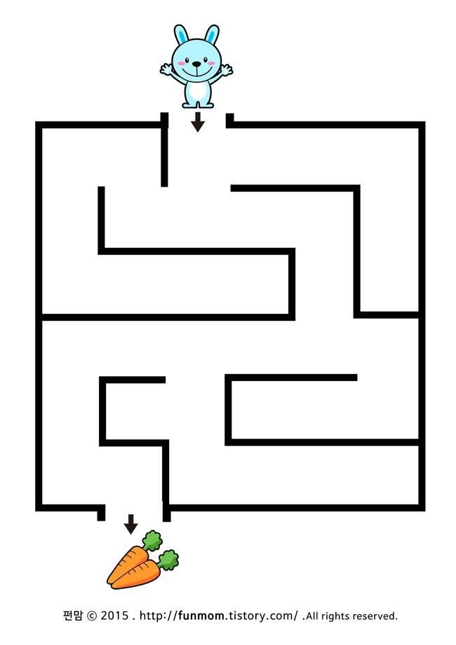 a maze with carrots and an animal on it