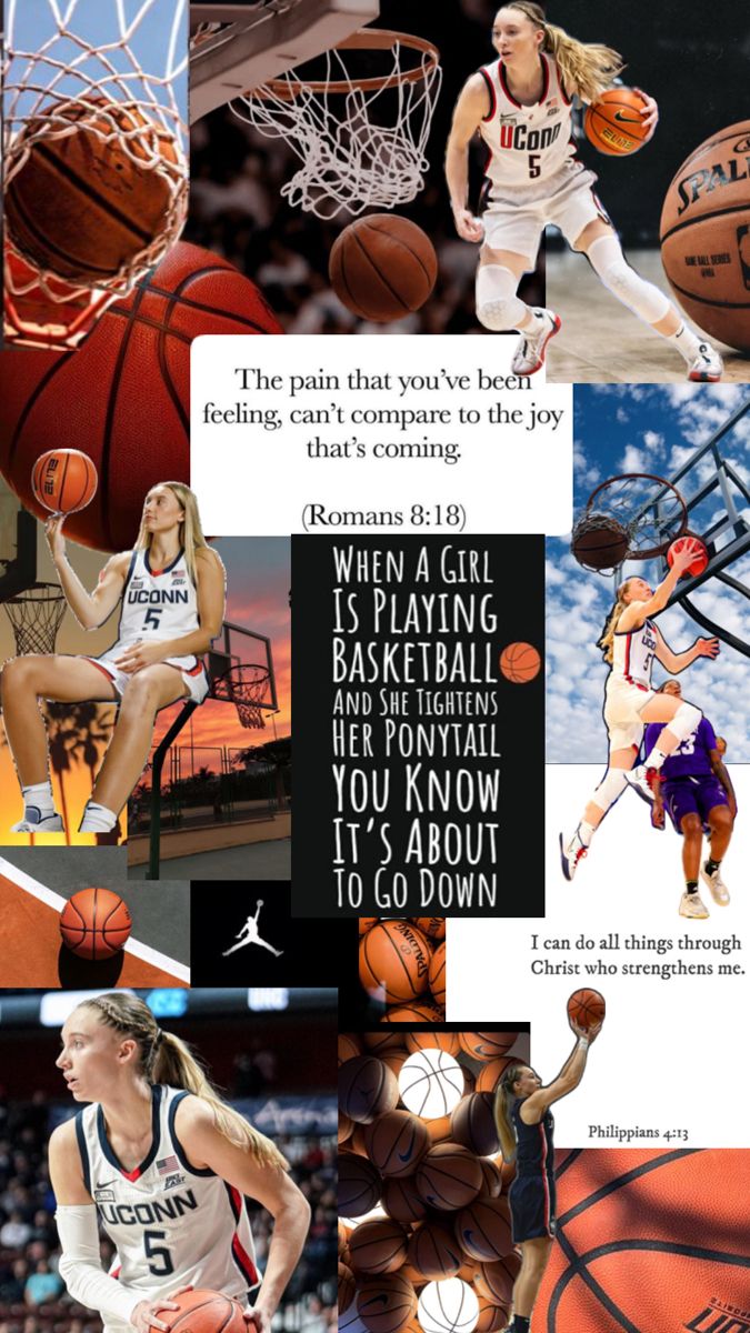 women's basketball players collaged together in an ad for the sports team