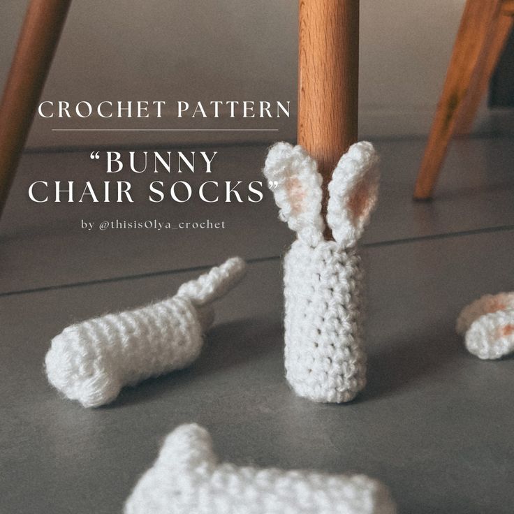 crochet pattern bunny chair socks for children to play with in the kitchen or living room