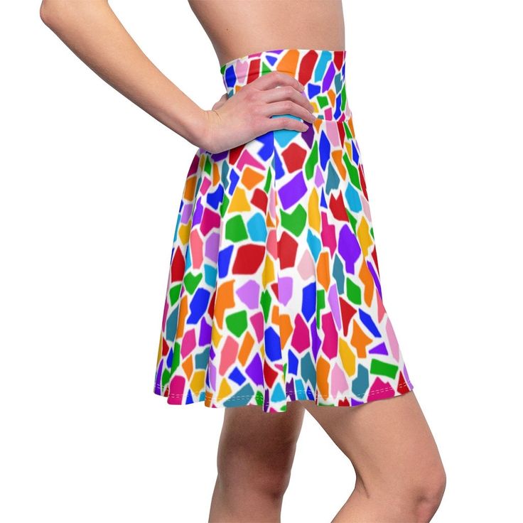 A versatile fit AOP skater skirt with a cozy, soft touch and a casual look. Inspired by the freedom of creativity, it will instantly become your everyday favorite. .: 95% Polyester 5% Spandex .: Versatile fit .: Printed on care label in black color .: White thread color Casual A-line Tennis Skirt For Summer, Casual Flared Tennis Skirt With Elastic Waistband, Casual A-line Stretch Skort, Casual Stretch A-line Skirt, Trendy Multicolor Pleated Mini Skirt, Casual Flowy A-line Mini Skirt, Casual A-line Flowy Mini Skirt, Casual Stretch Full Mini Skirt, Multicolor Mini Pleated Skirt