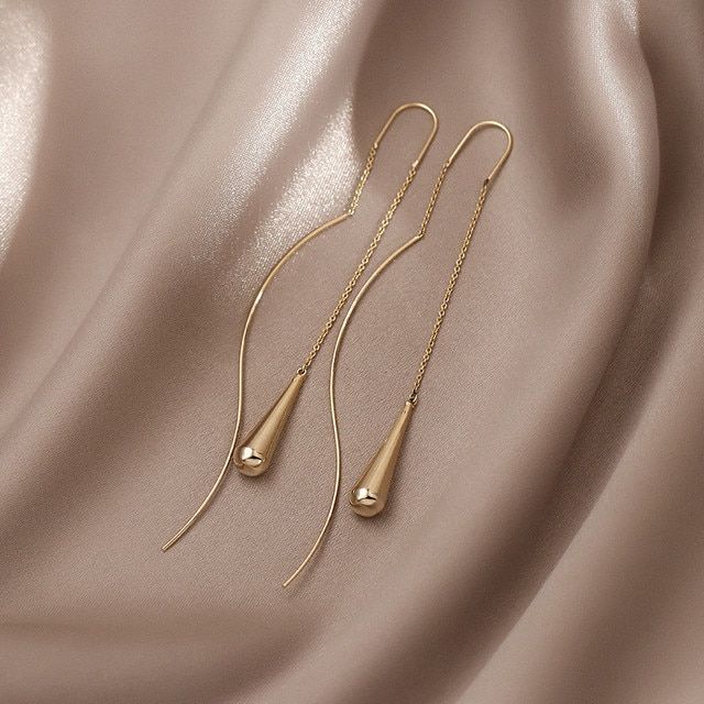 Trend Long Wire Tassel Thread Chain Climb Star Heart Beads Pendants Drop Earrings women’s Straight Hanging Earings Jewelry Plant Style, Geometric Fashion, Luxury Party, Korean Jewelry, Unusual Earrings, Tassel Drop Earrings, Jewelry Luxury, Classic Earrings, Earring Type