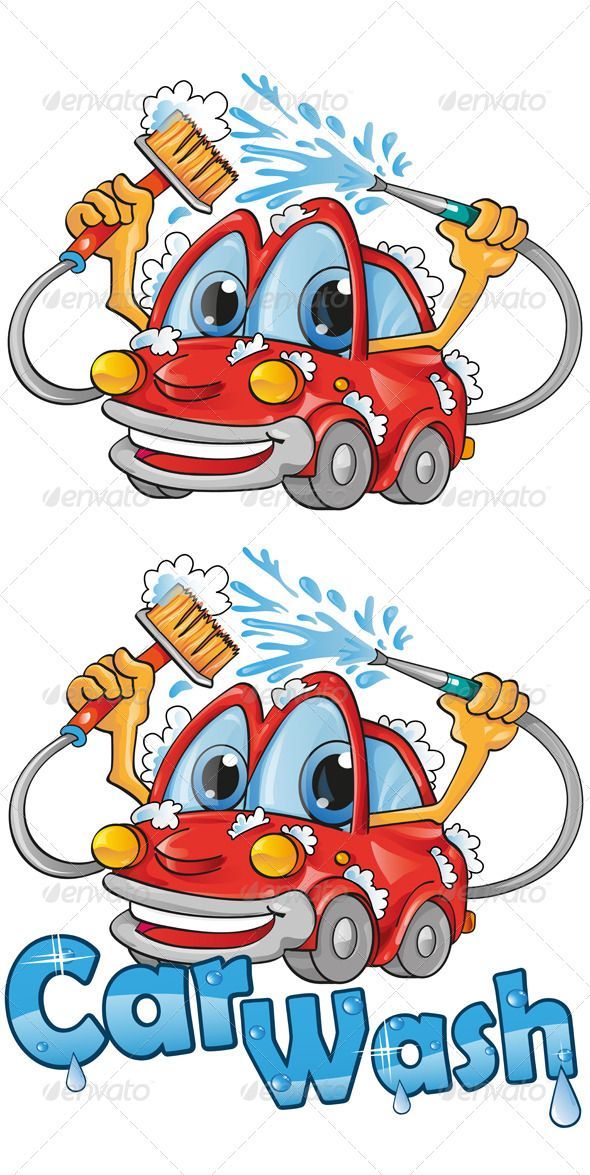 two cartoon cars washing their hands with soap and water