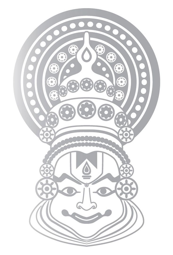 Mural design Keralapiravi Poster Drawing, Mural Art Outline, Kathakali Face Drawing Easy, Kathakali Outline, Kerala Mural Art Design, Kadakali Drawing, Kathakali Mandala Art, Kalasam Drawing, Mural Pencil Drawing