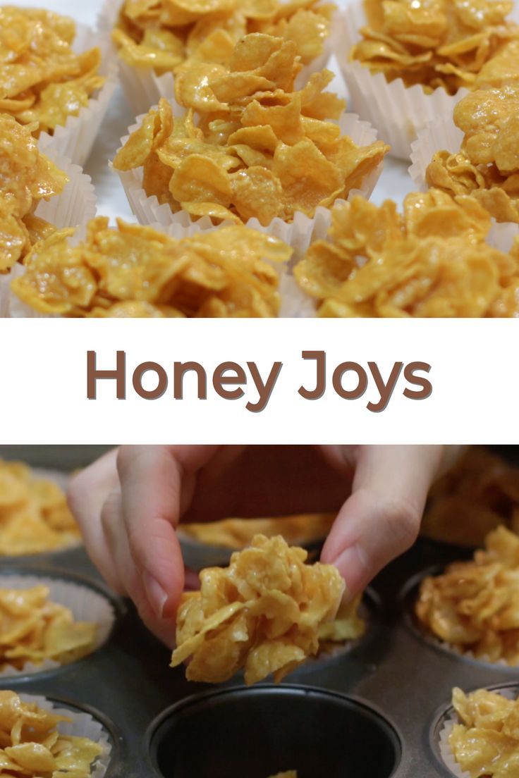 the process of making honey joys is shown here