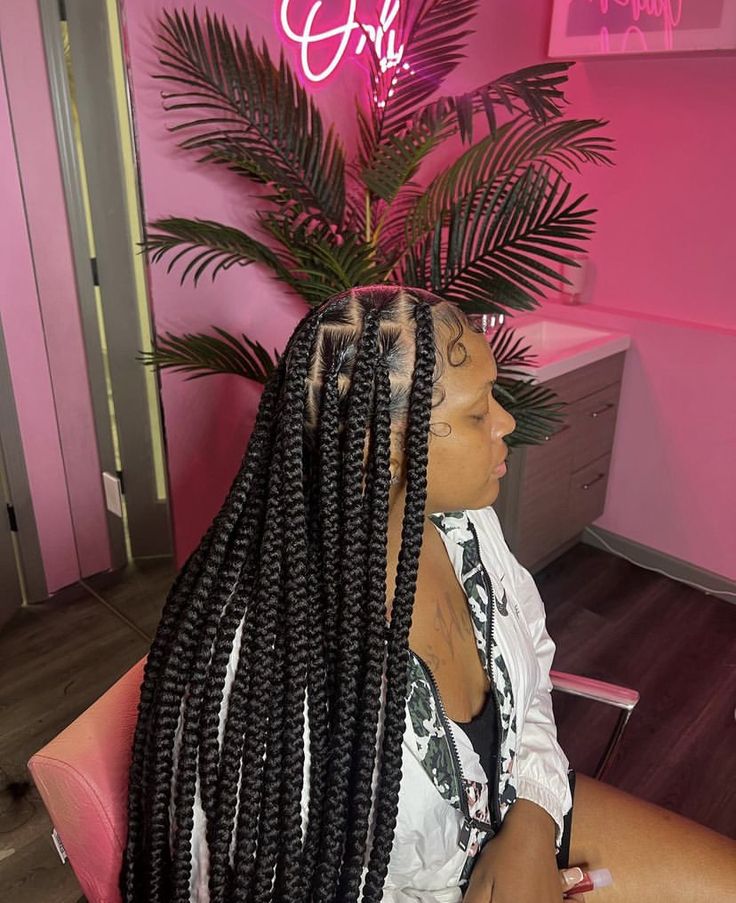 Large Calf Length Knotless Braids, Color Jumbo Knotless Braids, Med Large Knotless Braids, Big Knotless Braids With Curls, Medium Large Knotless Box Braids, Island Braids, Large Knotless Box Braids, Jumbo Knotless Box Braids, Knotless Braids Styles