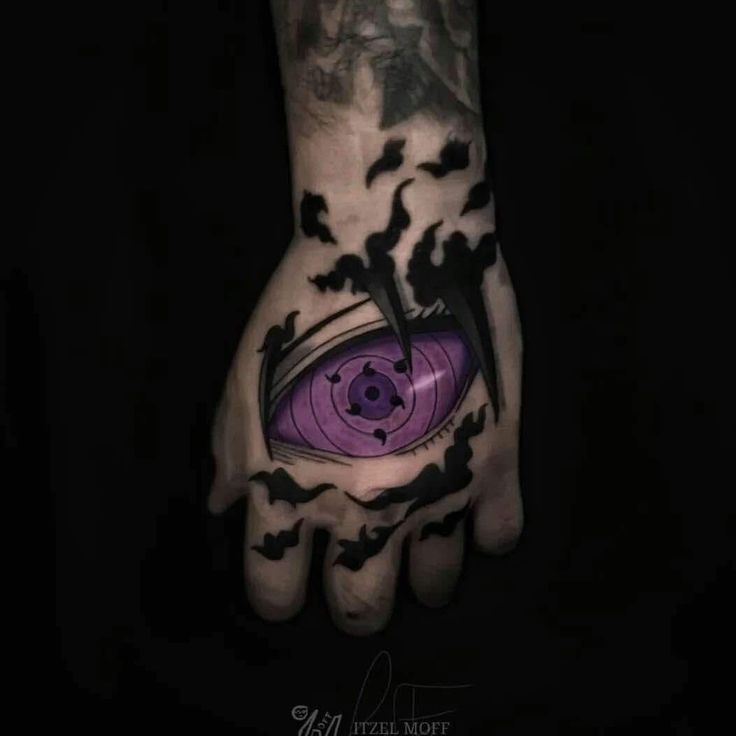 a person's hand with a tattoo on it and an eye in the middle