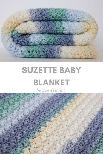 two crocheted blankets with the words suzette baby blanket written on them