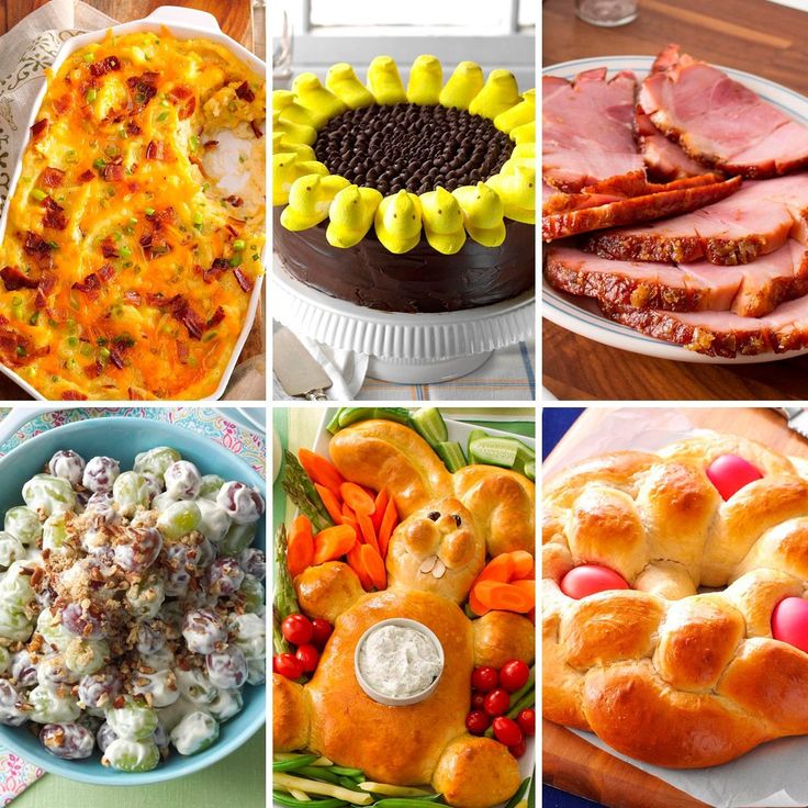 there are many different types of food on the plates in this collage, including breads, cakes, and desserts