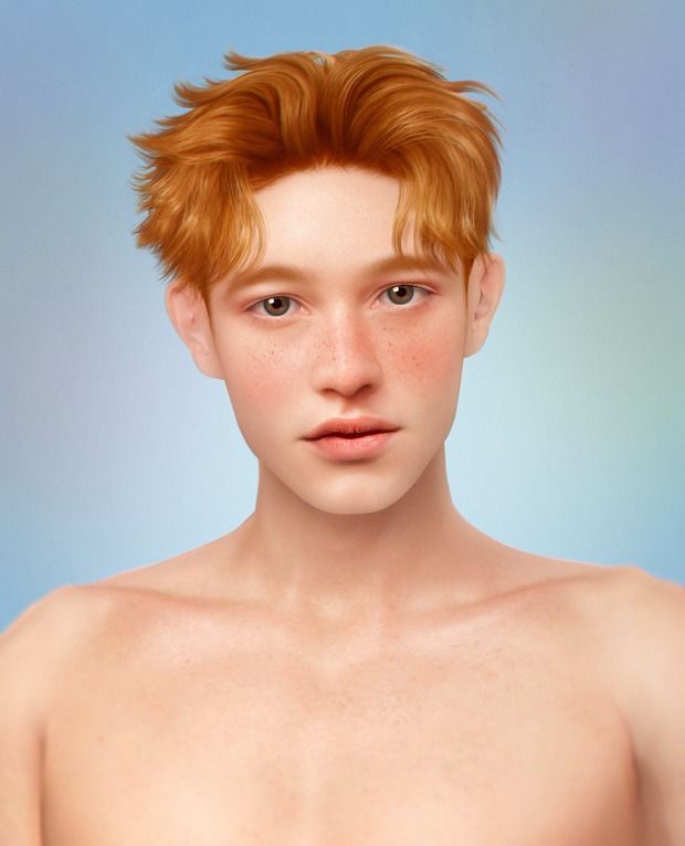 an image of a man with freckles on his face and chest looking at the camera