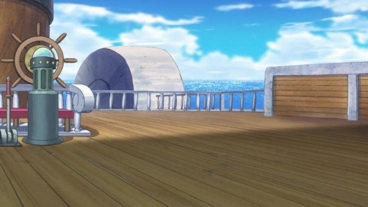 an animated image of a ship deck with the ocean in the background