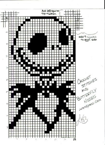 a cross stitch pattern with an image of a skull