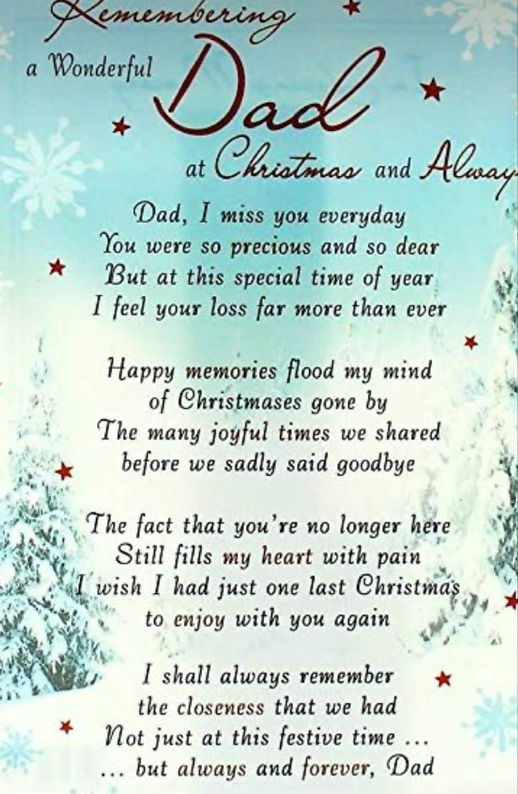 a christmas poem with snowflakes and stars in the background, on a card