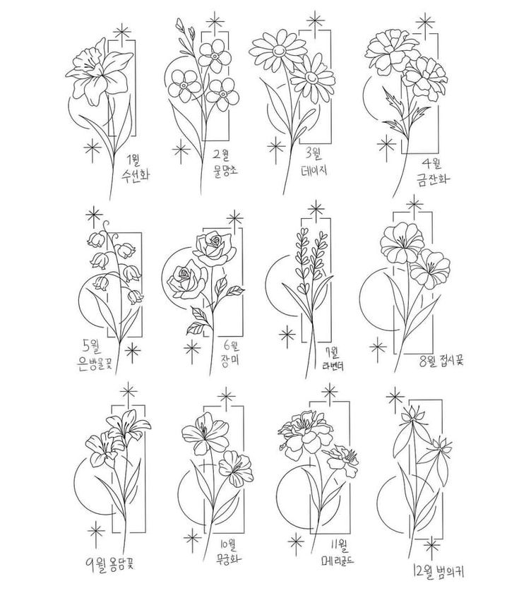 flowers are drawn in different ways with chinese writing on the bottom and bottom half of them