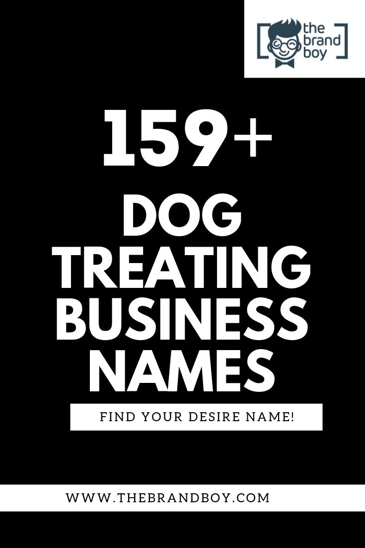 a black and white photo with the words,'99 + dog treating business names find